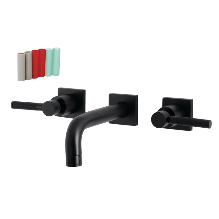 Kingston Sona KS6120DKL - Kaiser Double-Handle 3-Hole Wall Mount Bathroom Faucet, Matte Black