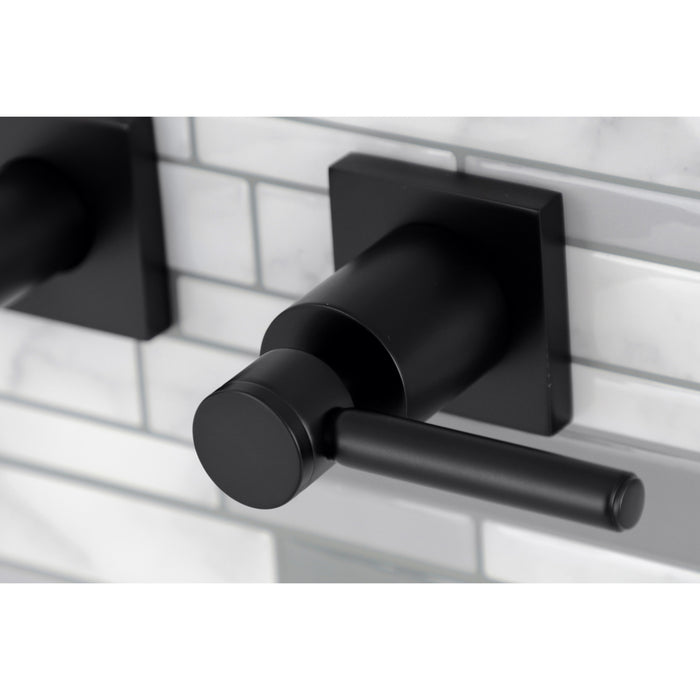 Kingston Sona KS6120DL - Concord Double-Handle 3-Hole Wall Mount Bathroom Faucet, Matte Black