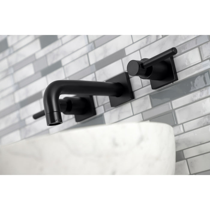 Kingston Sona KS6120DL - Concord Double-Handle 3-Hole Wall Mount Bathroom Faucet, Matte Black