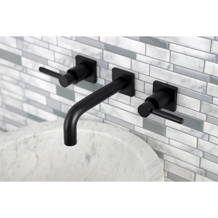 Kingston Sona KS6120DL - Concord Double-Handle 3-Hole Wall Mount Bathroom Faucet, Matte Black
