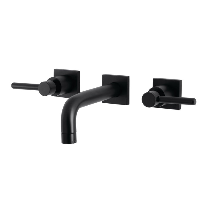 Kingston Sona KS6120DL - Concord Double-Handle 3-Hole Wall Mount Bathroom Faucet, Matte Black