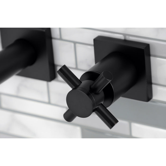 Kingston Sona KS6120DX - Concord Double-Handle 3-Hole Wall Mount Bathroom Faucet, Matte Black