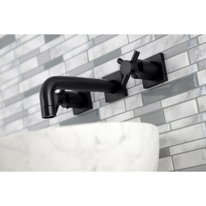 Kingston Sona KS6120DX - Concord Double-Handle 3-Hole Wall Mount Bathroom Faucet, Matte Black