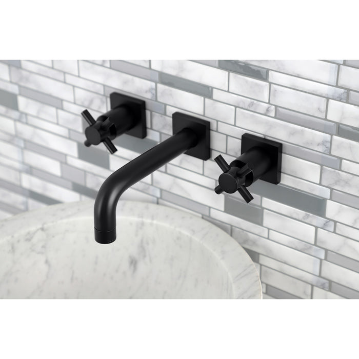 Kingston Sona KS6120DX - Concord Double-Handle 3-Hole Wall Mount Bathroom Faucet, Matte Black