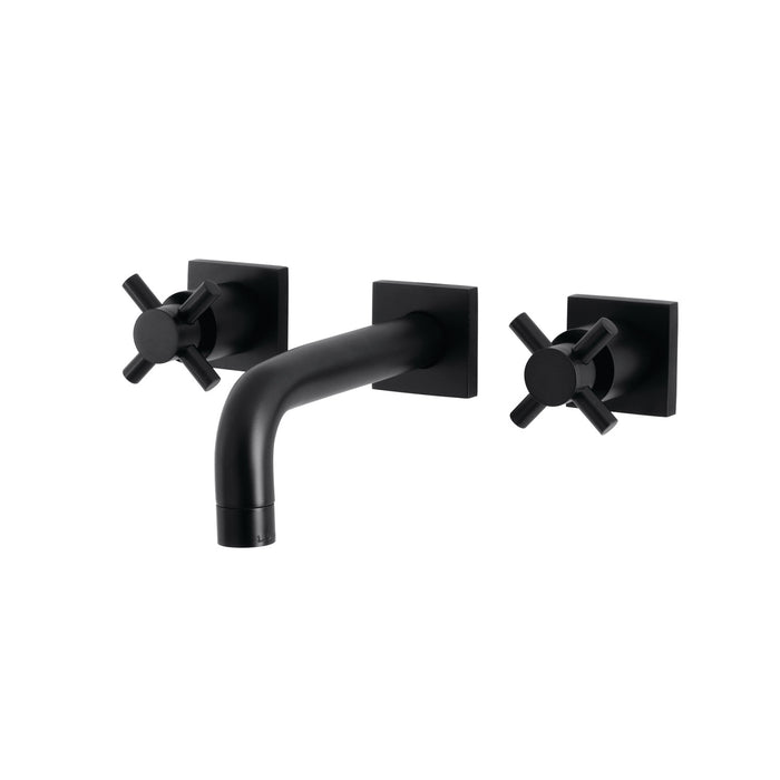 Kingston Sona KS6120DX - Concord Double-Handle 3-Hole Wall Mount Bathroom Faucet, Matte Black