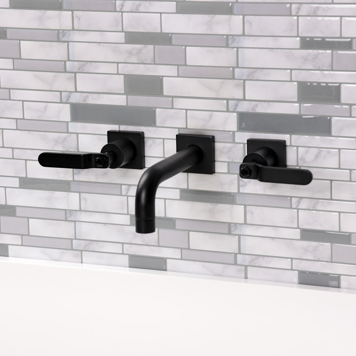 Kingston Sona KS6120KL - Whitaker Double-Handle 3-Hole Wall Mount Bathroom Faucet, Matte Black
