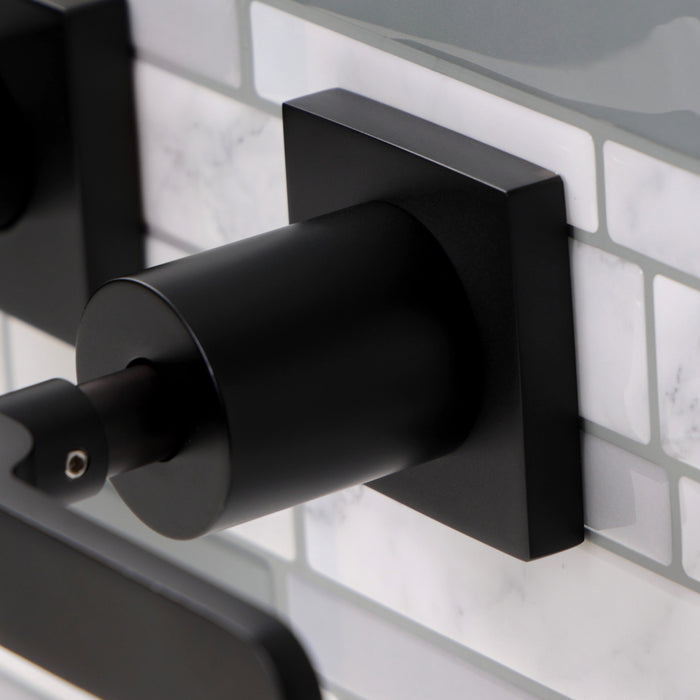 Kingston Sona KS6120KL - Whitaker Double-Handle 3-Hole Wall Mount Bathroom Faucet, Matte Black