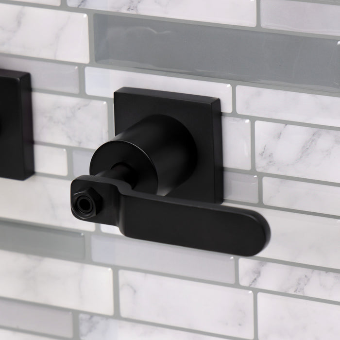 Kingston Sona KS6120KL - Whitaker Double-Handle 3-Hole Wall Mount Bathroom Faucet, Matte Black
