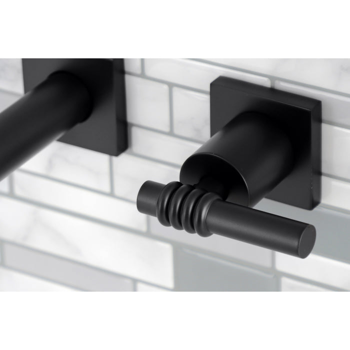 Kingston Sona KS6120ML - Milano Double-Handle 3-Hole Wall Mount Bathroom Faucet, Matte Black