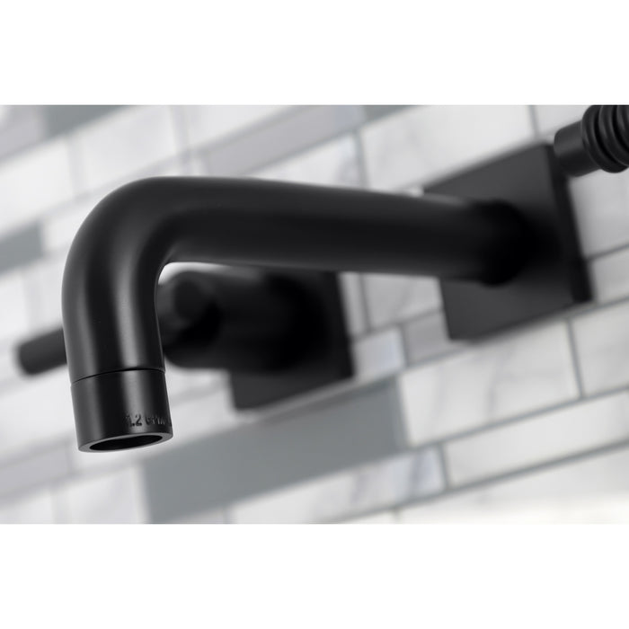 Kingston Sona KS6120ML - Milano Double-Handle 3-Hole Wall Mount Bathroom Faucet, Matte Black