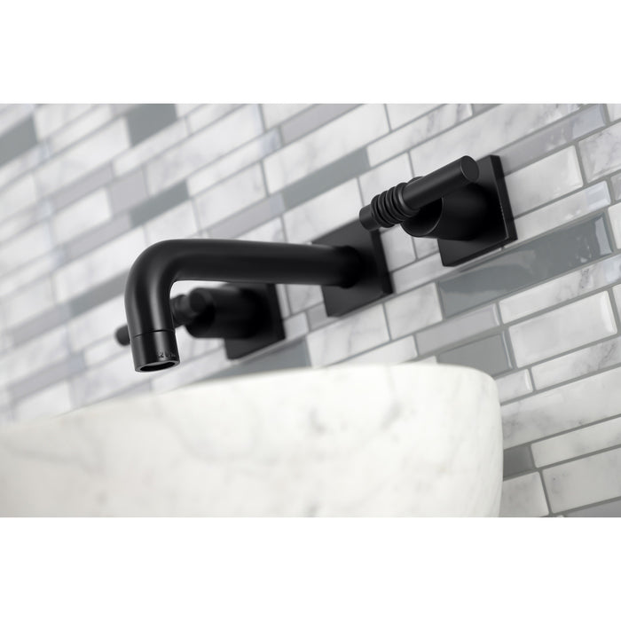Kingston Sona KS6120ML - Milano Double-Handle 3-Hole Wall Mount Bathroom Faucet, Matte Black