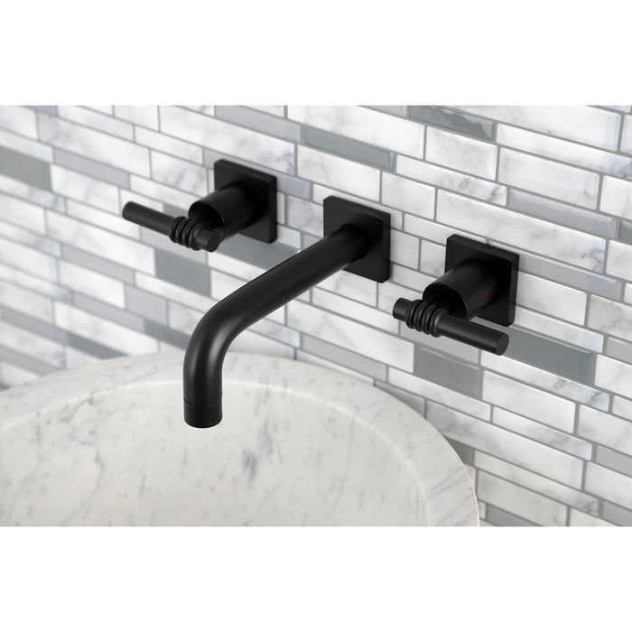Kingston Sona KS6120ML - Milano Double-Handle 3-Hole Wall Mount Bathroom Faucet, Matte Black