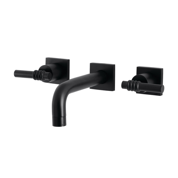 Kingston Sona KS6120ML - Milano Double-Handle 3-Hole Wall Mount Bathroom Faucet, Matte Black