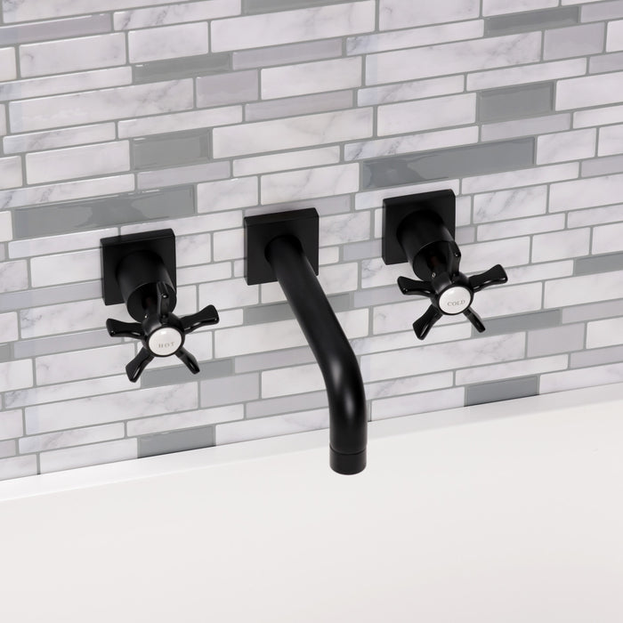 Kingston Sona KS6120NX - Hamilton Double-Handle 3-Hole Wall Mount Bathroom Faucet, Matte Black