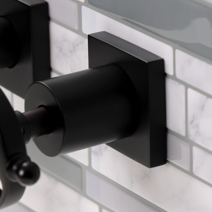 Kingston Sona KS6120RX - Belknap Double-Handle 3-Hole Wall Mount Bathroom Faucet, Matte Black