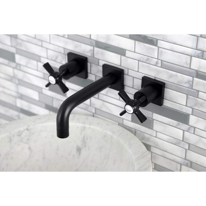 Kingston Sona KS6120ZX - Millennium Double-Handle 3-Hole Wall Mount Bathroom Faucet, Matte Black