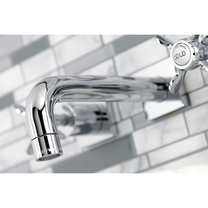Kingston Tulare KS6121BEX - Essex Double-Handle 3-Hole Wall Mount Bathroom Faucet, Polished Chrome