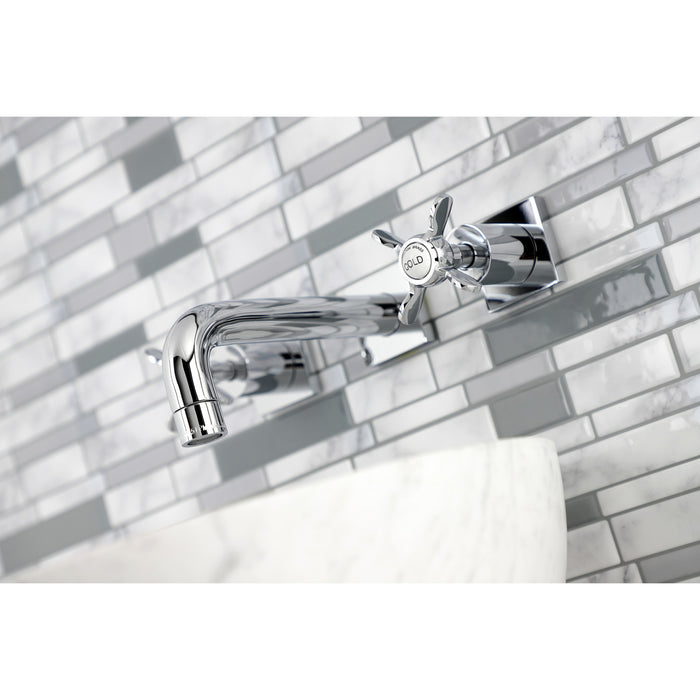 Kingston Tulare KS6121BEX - Essex Double-Handle 3-Hole Wall Mount Bathroom Faucet, Polished Chrome
