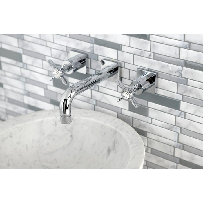 Kingston Tulare KS6121BEX - Essex Double-Handle 3-Hole Wall Mount Bathroom Faucet, Polished Chrome