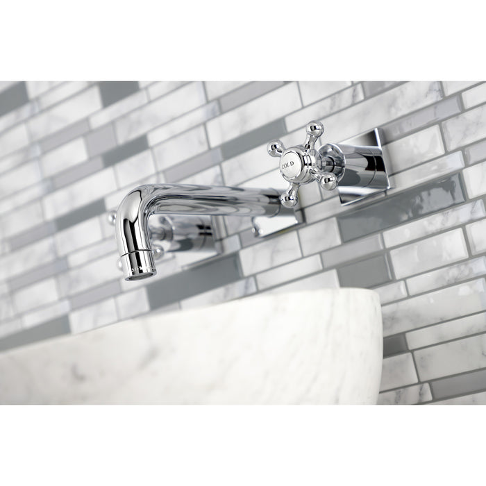 Kingston Tulare KS6121BX - Metropolitan Double-Handle 3-Hole Wall Mount Bathroom Faucet, Polished Chrome