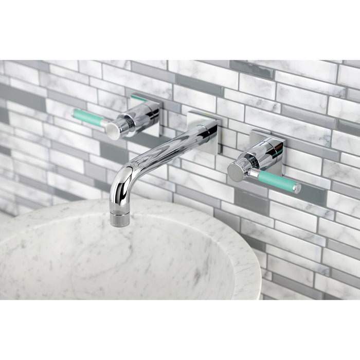 Kingston Sona KS6121DKL - Kaiser Double-Handle 3-Hole Wall Mount Bathroom Faucet, Polished Chrome