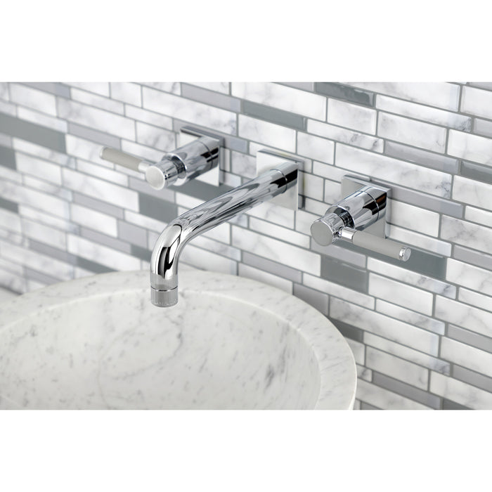 Kingston Sona KS6121DKL - Kaiser Double-Handle 3-Hole Wall Mount Bathroom Faucet, Polished Chrome