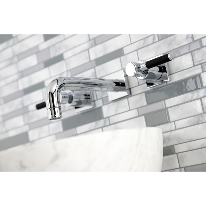 Kingston Sona KS6121DKL - Kaiser Double-Handle 3-Hole Wall Mount Bathroom Faucet, Polished Chrome