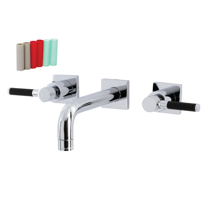 Kingston Sona KS6121DKL - Kaiser Double-Handle 3-Hole Wall Mount Bathroom Faucet, Polished Chrome