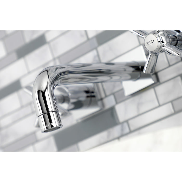 Kingston Sona KS6121ZX - Millennium Double-Handle 3-Hole Wall Mount Bathroom Faucet, Polished Chrome