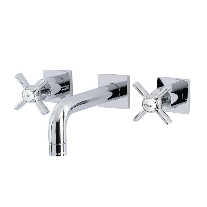 Kingston Sona KS6121ZX - Millennium Double-Handle 3-Hole Wall Mount Bathroom Faucet, Polished Chrome