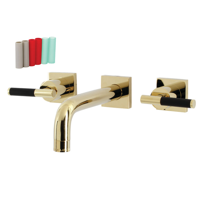 Kingston Sona KS6122CKL - Kaiser Double-Handle 3-Hole Wall Mount Bathroom Faucet, Polished Brass