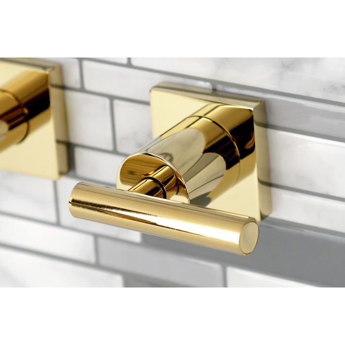 Kingston Sona KS6122CML - Manhattan Double-Handle 3-Hole Wall Mount Bathroom Faucet, Polished Brass