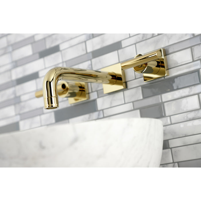 Kingston Sona KS6122CML - Manhattan Double-Handle 3-Hole Wall Mount Bathroom Faucet, Polished Brass