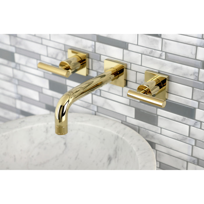 Kingston Sona KS6122CML - Manhattan Double-Handle 3-Hole Wall Mount Bathroom Faucet, Polished Brass