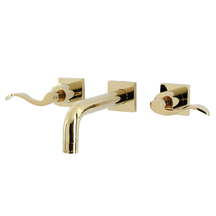 Kingston Tulare KS6122DFL - NuWave Double-Handle 3-Hole Wall Mount Bathroom Faucet, Polished Brass
