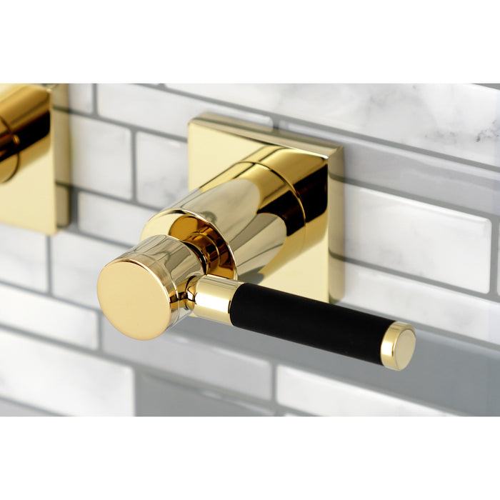 Kingston Sona KS6122DKL - Kaiser Double-Handle 3-Hole Wall Mount Bathroom Faucet, Polished Brass