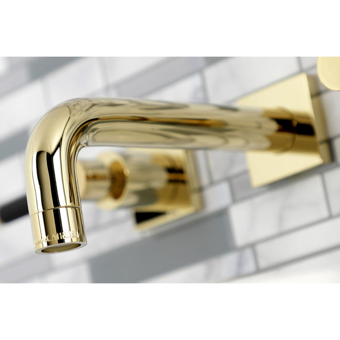 Kingston Sona KS6122DKL - Kaiser Double-Handle 3-Hole Wall Mount Bathroom Faucet, Polished Brass