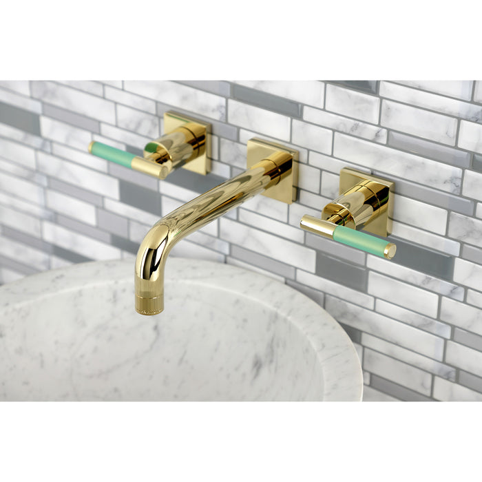 Kingston Sona KS6122DKL - Kaiser Double-Handle 3-Hole Wall Mount Bathroom Faucet, Polished Brass