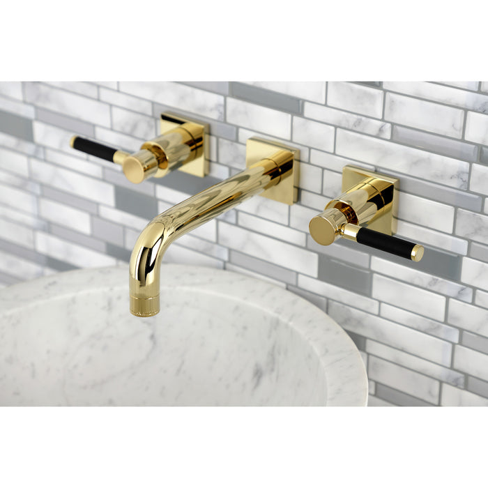 Kingston Sona KS6122DKL - Kaiser Double-Handle 3-Hole Wall Mount Bathroom Faucet, Polished Brass