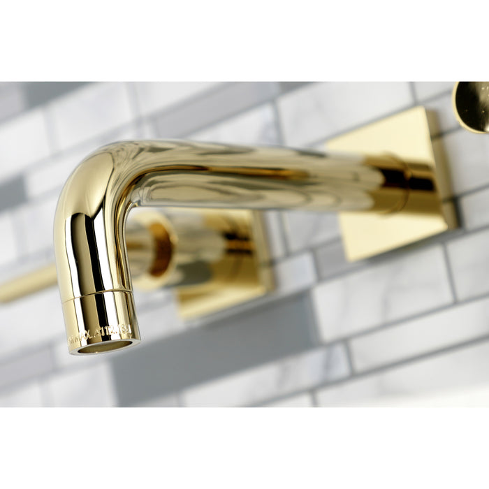 Kingston Sona KS6122DL - Concord Double-Handle 3-Hole Wall Mount Bathroom Faucet, Polished Brass
