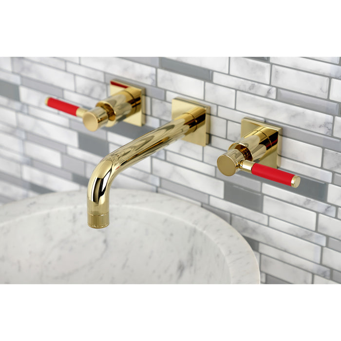 Kingston Sona KS6122DL - Concord Double-Handle 3-Hole Wall Mount Bathroom Faucet, Polished Brass