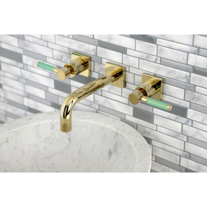 Kingston Sona KS6122DL - Concord Double-Handle 3-Hole Wall Mount Bathroom Faucet, Polished Brass