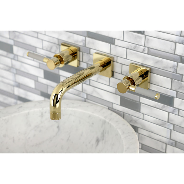 Kingston Sona KS6122DL - Concord Double-Handle 3-Hole Wall Mount Bathroom Faucet, Polished Brass