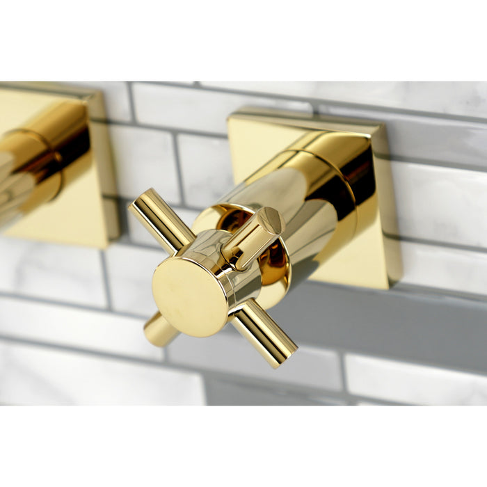 Kingston Sona KS6122DX - Concord Double-Handle 3-Hole Wall Mount Bathroom Faucet, Polished Brass