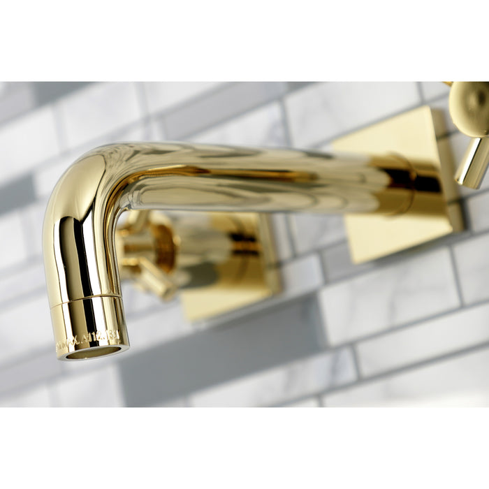 Kingston Sona KS6122DX - Concord Double-Handle 3-Hole Wall Mount Bathroom Faucet, Polished Brass
