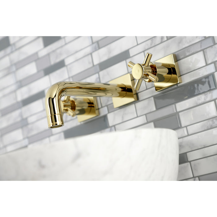 Kingston Sona KS6122DX - Concord Double-Handle 3-Hole Wall Mount Bathroom Faucet, Polished Brass