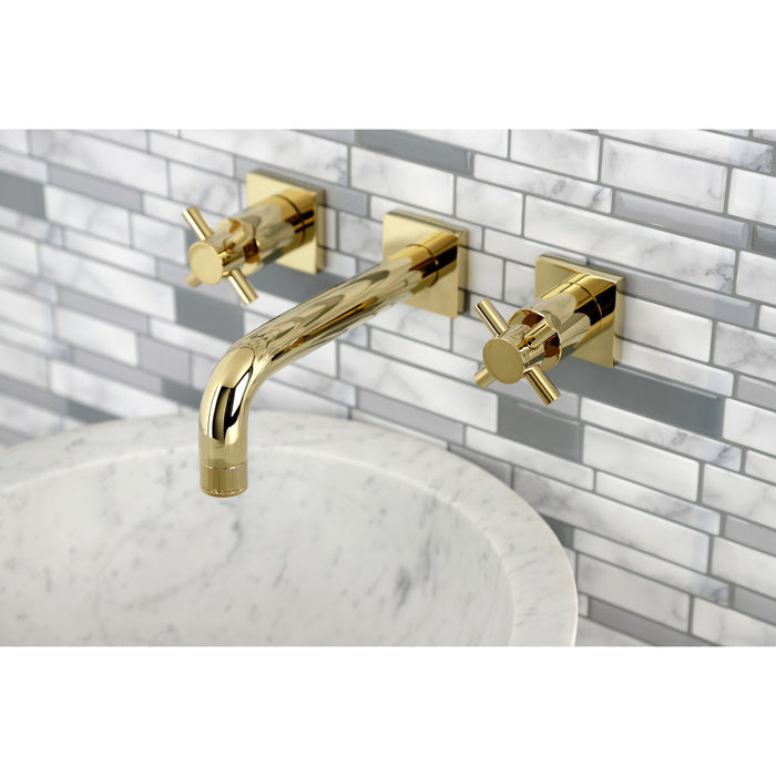 Kingston Sona KS6122DX - Concord Double-Handle 3-Hole Wall Mount Bathroom Faucet, Polished Brass