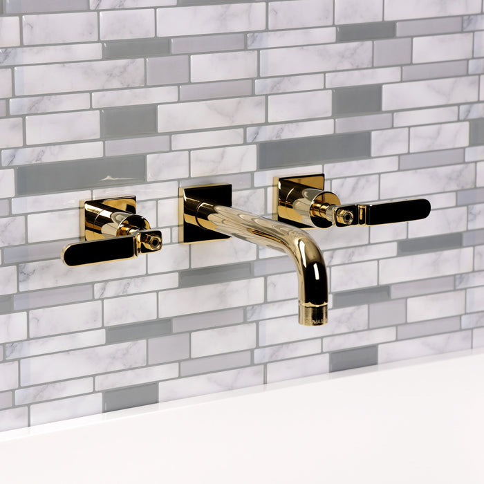 Whitaker KS6122KL Double-Handle 3-Hole Wall Mount Bathroom Faucet, Polished Brass