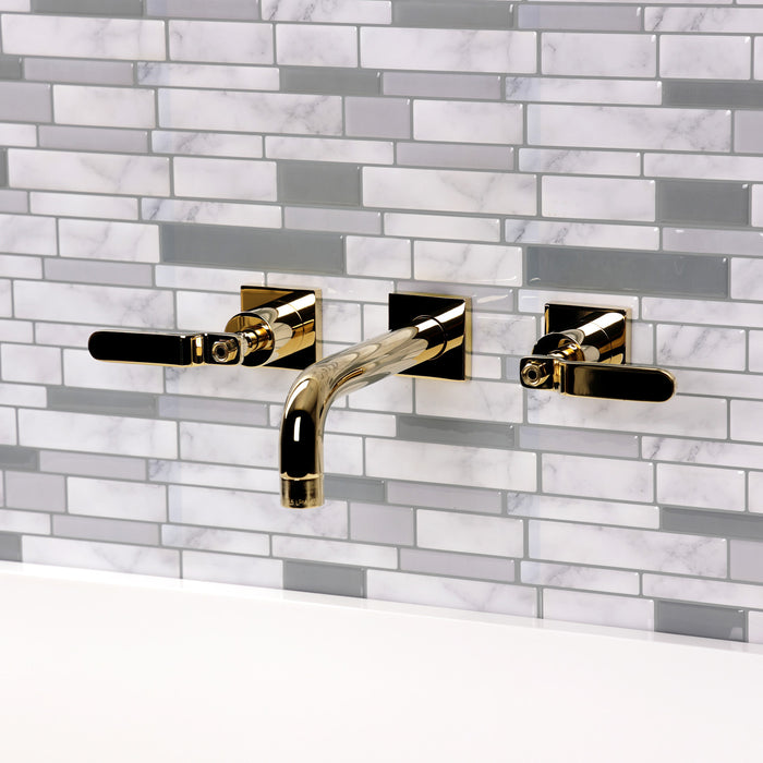 Whitaker KS6122KL Double-Handle 3-Hole Wall Mount Bathroom Faucet, Polished Brass