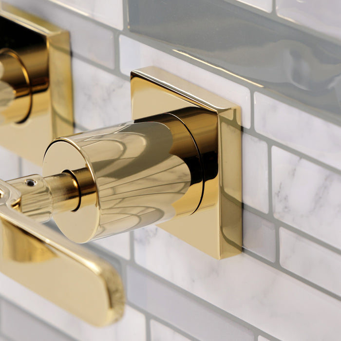 Whitaker KS6122KL Double-Handle 3-Hole Wall Mount Bathroom Faucet, Polished Brass